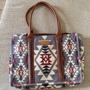 Wrangler Geometric Gray and Brown Tote